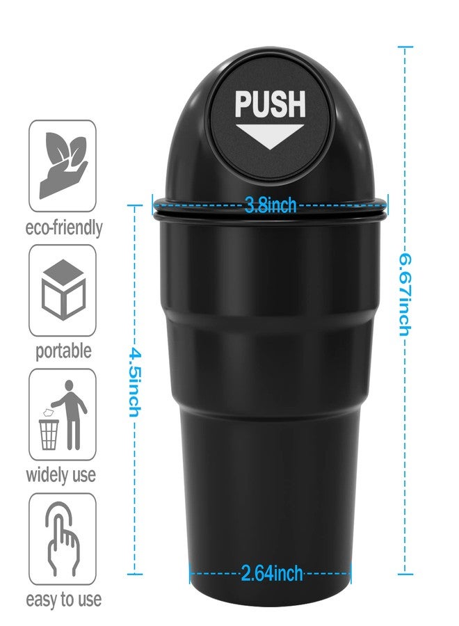 Moeput Mini Car Trash Can Cute Cup Holder Automotive Garbage Cans Cupholder Trashcan Portable Vehicle Bin Dustbin with Lid Leakproof Cool for Office Desktop Home Kitchen Bedroom (Black) - Image 2